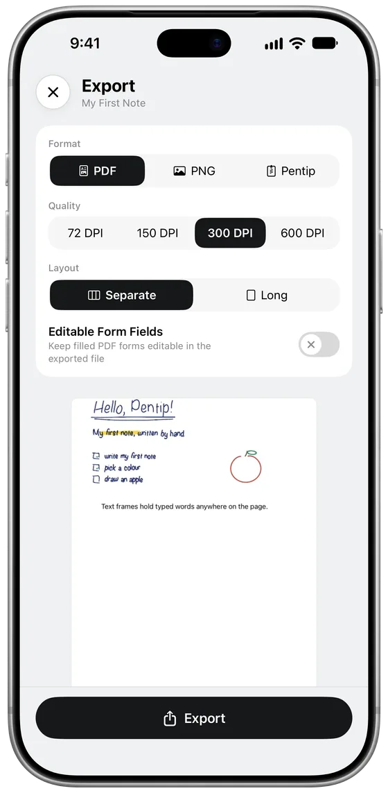 Export as PDF or picture