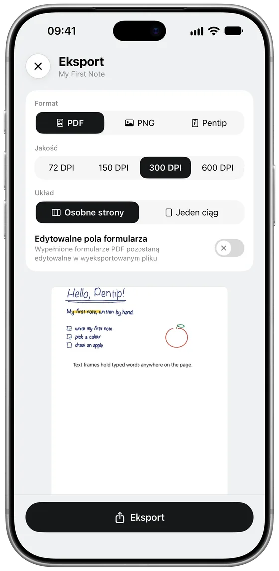 Eksportuj jako PDF lub obraz